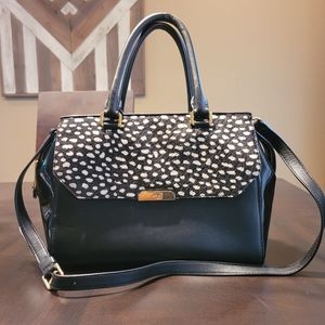 Ralph Lauren Black Leather and Fur Handbag